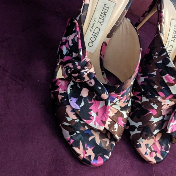Jimmy achoo Floral Silk Mules 37 1/2 - Picture 7 of 7